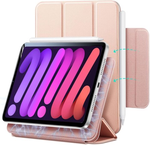 MAGNETYCZNE ETUI NA TABLET IPAD MINI 6 2021 8.3" CASE RÓŻOWY ZAMYKANY