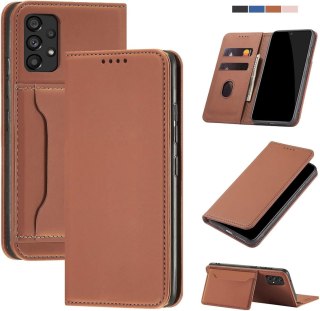 ZAMYKANE ETUI DO SAMSUNG GALAXY A53 5G CASE Z KLAPKĄ BRĄZOWY Z EKOSKÓRY