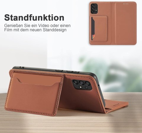 ZAMYKANE ETUI DO SAMSUNG GALAXY A53 5G CASE Z KLAPKĄ BRĄZOWY Z EKOSKÓRY