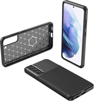 ZESTAW ETUI SILIKONOWE SAMSUNG GALAXY S21 FE 5G CZARNE CARBONOWE +3x SZKŁO