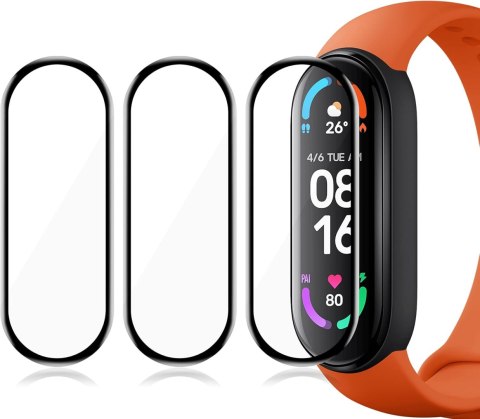 3X SZKŁO HARTOWANE DO SMARTBAND XIAOMI MI BAND 6 CZARNA RAMKA