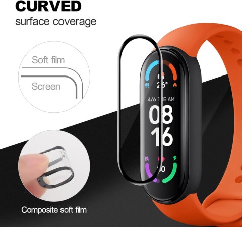 3X SZKŁO HARTOWANE DO SMARTBAND XIAOMI MI BAND 6 CZARNA RAMKA