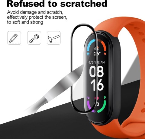 3X SZKŁO HARTOWANE DO SMARTBAND XIAOMI MI BAND 6 CZARNA RAMKA