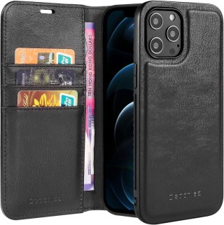 ETUI 2w1 APPLE IPHONE 13 PRO MAX 6,7" CZARNE Z EKOSKÓRY Z KLAPKĄ + PLECKI