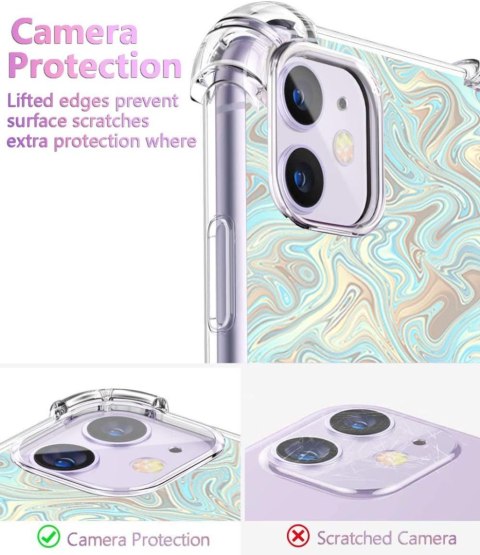 ETUI DO APPLE IPHONE 11 6.1" CASE SILIKONOWE PLECKI MARMUREK NIEBIESKI BEŻ