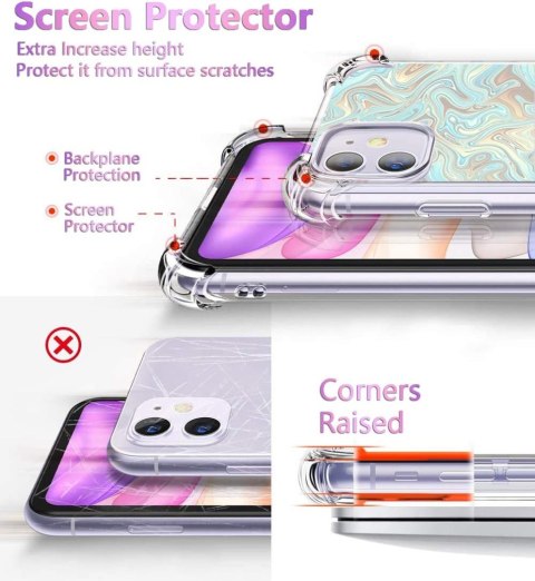 ETUI DO APPLE IPHONE 11 6.1" CASE SILIKONOWE PLECKI MARMUREK NIEBIESKI BEŻ