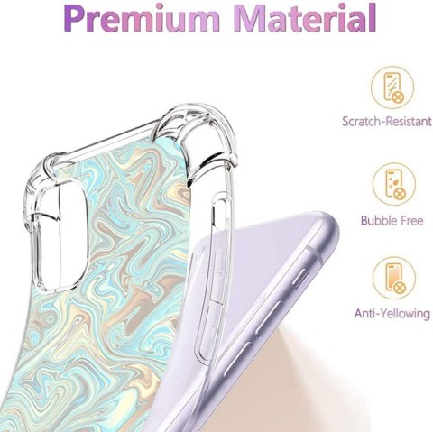 ETUI DO APPLE IPHONE 11 6.1" CASE SILIKONOWE PLECKI MARMUREK NIEBIESKI BEŻ