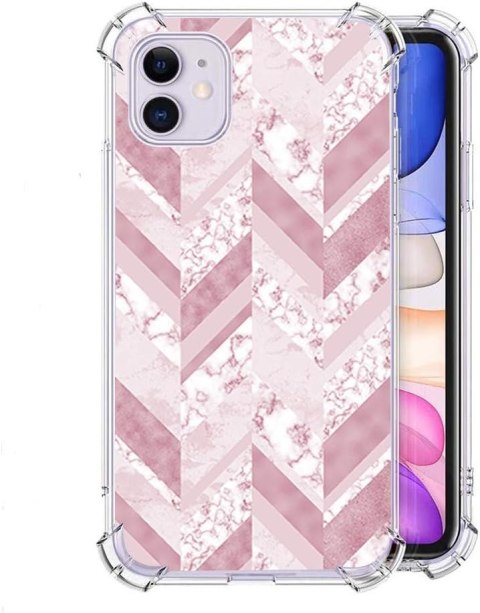 ETUI DO APPLE IPHONE 11 6.1" CASE SILIKONOWE PLECKI MARMUREK RÓŻOWE PLECKI