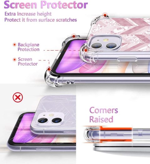 ETUI DO APPLE IPHONE 11 6.1" CASE SILIKONOWE PLECKI MARMUREK RÓŻOWE PLECKI