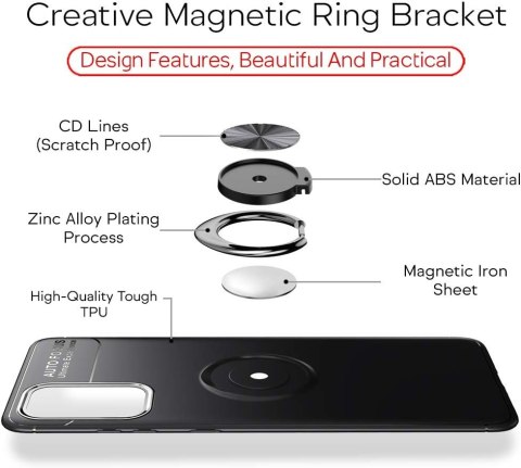 ETUI POKROWIEC SAMSUNG GALAXY S20 CZARNE SILIKONOWE PLECKI Z PIERŚCIENIEM