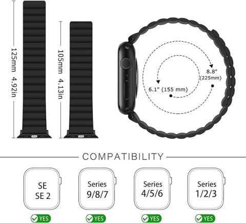 PASEK DO ZEGARKA APPLE WATCH 41/40/38mm SE/9/8/7/6/5/4/3/2/1 CZARNY +ETUI