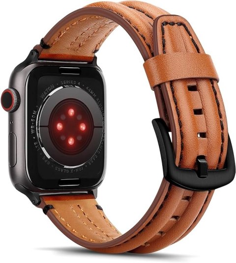 PASEK DO ZEGARKA APPLE WATCH 42/44/45mm SE/9/8/7/6/5/4/3/2/1 BRĄZOWY +ETUI