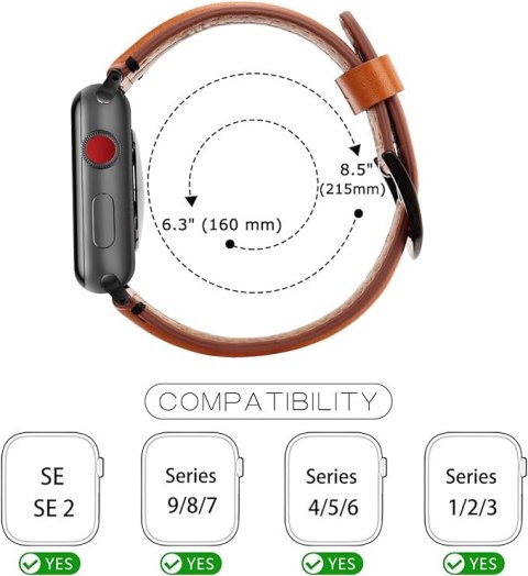 PASEK DO ZEGARKA APPLE WATCH 42/44/45mm SE/9/8/7/6/5/4/3/2/1 BRĄZOWY +ETUI