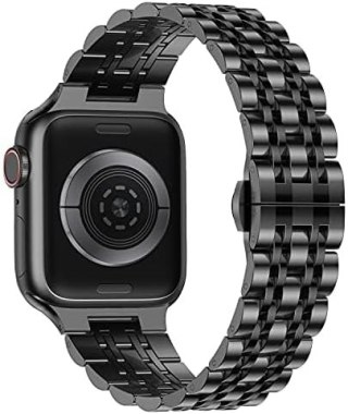 PASEK DO ZEGARKA APPLE WATCH 42/44/45mm SE/9/8/7/6/5/4/3/2/1 CZARNY+ETUI