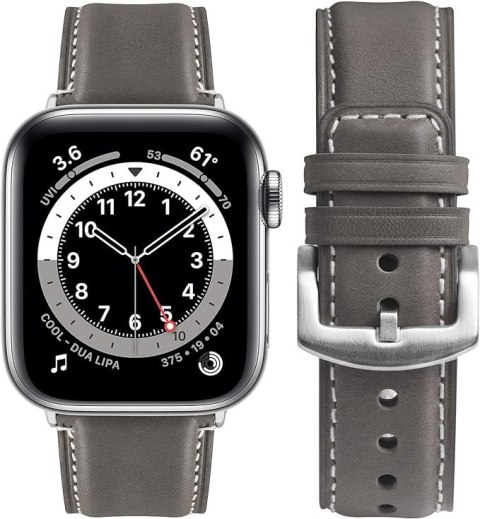 PASEK DO ZEGARKA APPLE WATCH SZARY SKÓRZANY 42/44/45mm