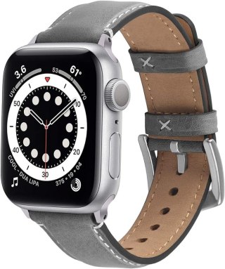 PASEK DO ZEGARKA APPLE WATCH SZARY SKÓRZANY 42/44/45mm