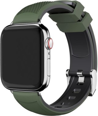 PASEK DO ZEGARKA APPLE WATCH ZIELONY/CZARNY SILIKONOWY 42/44/45/49mm