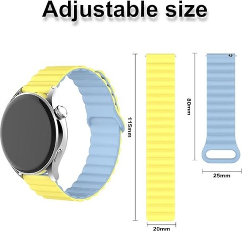 PASEK DO ZEGARKA ŻÓŁTY-NIEBIESKI SILIKONOWE UNIWERSALNY 22mm