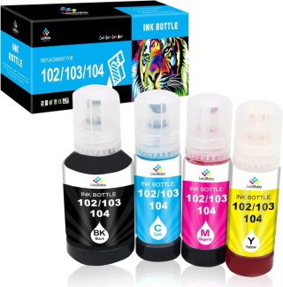 4x TUSZ W BUTELCE E-104 CMYK DO EPSON 104 103 102 ET-2710 ET-2711 ET-2712