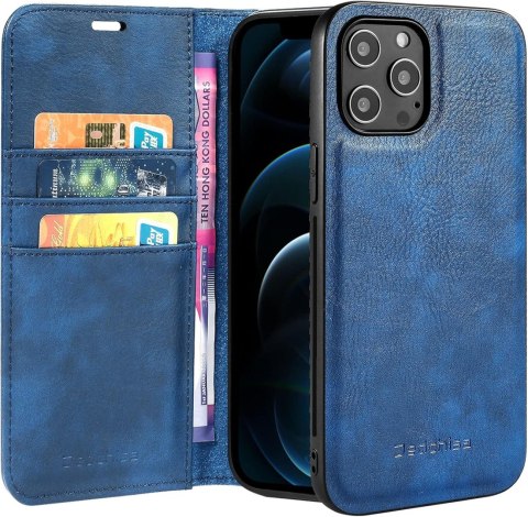 ETUI 2w1 APPLE IPHONE 13 6.1" CASE NIEBIESKI Z EKOSKÓRY Z KLAPKĄ + PLECKI