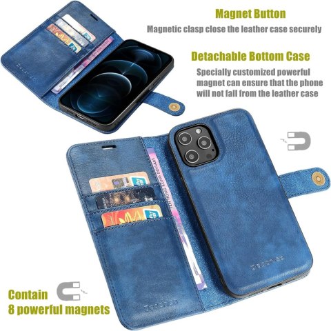 ETUI 2w1 APPLE IPHONE 13 6.1" CASE NIEBIESKI Z EKOSKÓRY Z KLAPKĄ + PLECKI