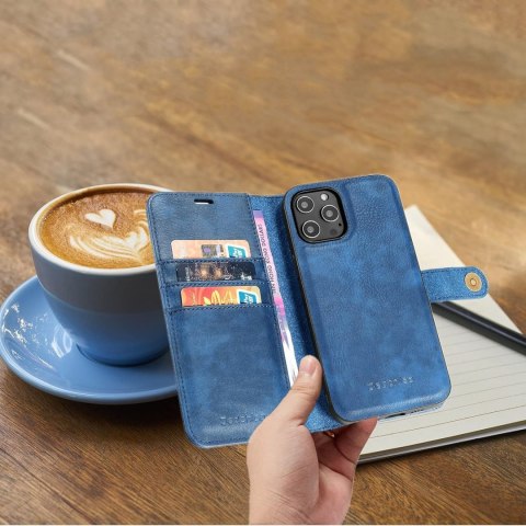 ETUI 2w1 APPLE IPHONE 13 6.1" CASE NIEBIESKI Z EKOSKÓRY Z KLAPKĄ + PLECKI