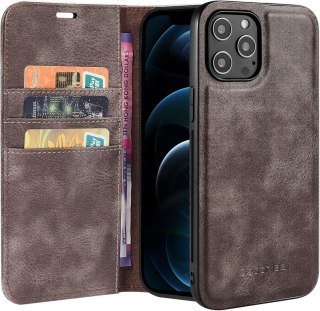 ETUI 2w1 APPLE IPHONE 13 6,1" CASE SZARY Z EKOSKÓRY Z KLAPKĄ+PLECKI