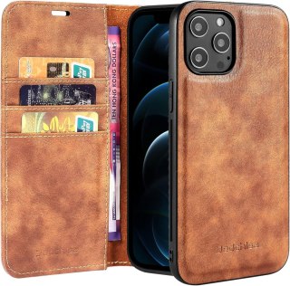 ETUI 2w1 APPLE IPHONE 13 PRO 6,1" CASE BRĄZOWY Z EKOSKÓRY Z KLAPKĄ+PLECKI