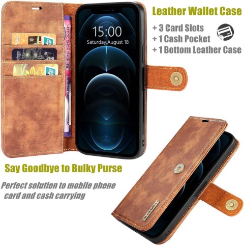 ETUI 2w1 APPLE IPHONE 13 PRO 6,1" CASE BRĄZOWY Z EKOSKÓRY Z KLAPKĄ+PLECKI