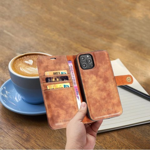 ETUI 2w1 APPLE IPHONE 13 PRO 6,1" CASE BRĄZOWY Z EKOSKÓRY Z KLAPKĄ+PLECKI