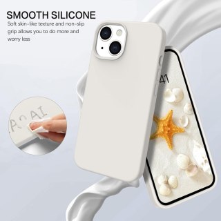 ETUI APPLE IPHONE 14 6.1" CASE SILIKONOWY BEŻOWY MIĘKKI Z MIKROFIBRĄ A2882