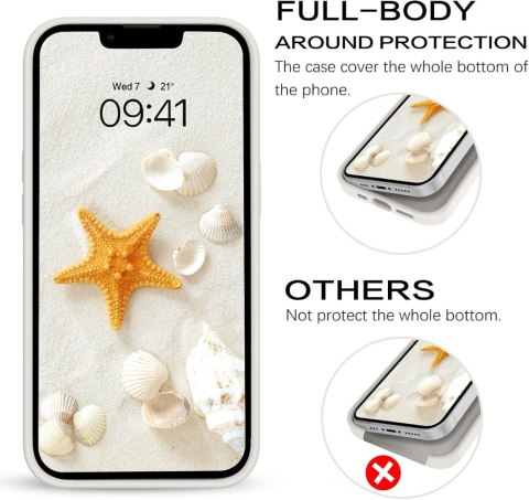 ETUI APPLE IPHONE 14 6.1" CASE SILIKONOWY BEŻOWY MIĘKKI Z MIKROFIBRĄ A2882