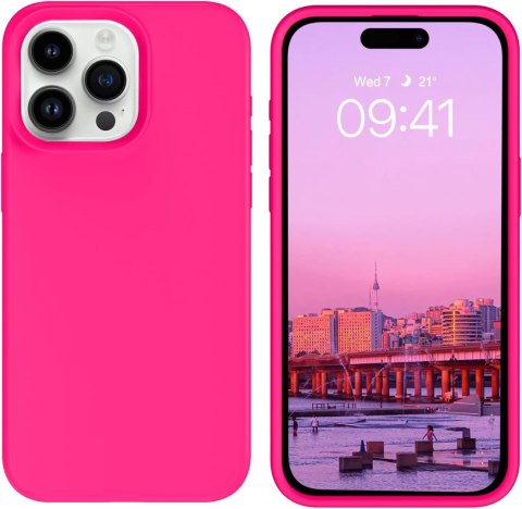 ETUI APPLE IPHONE 14 PRO MAX CASE SILIKONOWY NEONOWY RÓŻOWY Z MIKROFIBRĄ