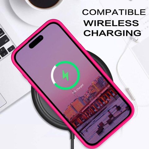 ETUI APPLE IPHONE 14 PRO MAX CASE SILIKONOWY NEONOWY RÓŻOWY Z MIKROFIBRĄ