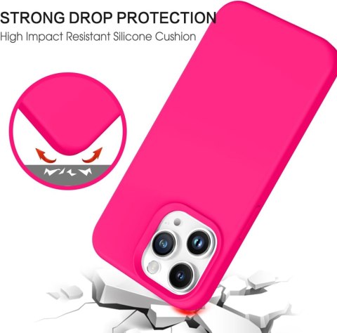 ETUI APPLE IPHONE 14 PRO MAX CASE SILIKONOWY NEONOWY RÓŻOWY Z MIKROFIBRĄ