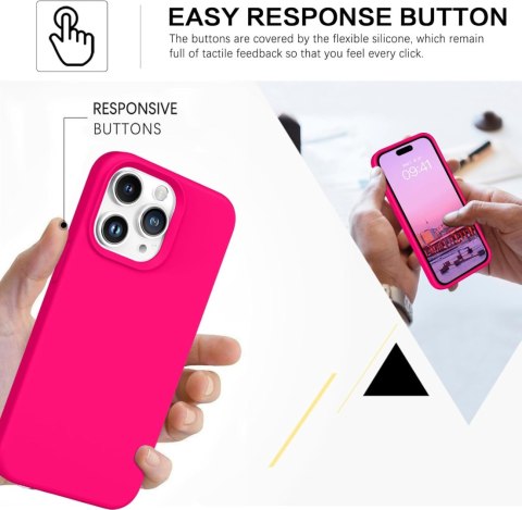 ETUI APPLE IPHONE 14 PRO MAX CASE SILIKONOWY NEONOWY RÓŻOWY Z MIKROFIBRĄ