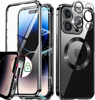 ETUI CZARNE BUMPER APPLE IPHONE 13 PRO 6.1" OCHRONA 360° +SZKŁO NA APARAT