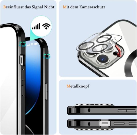ETUI CZARNE BUMPER APPLE IPHONE 13 PRO 6.1" OCHRONA 360° +SZKŁO NA APARAT