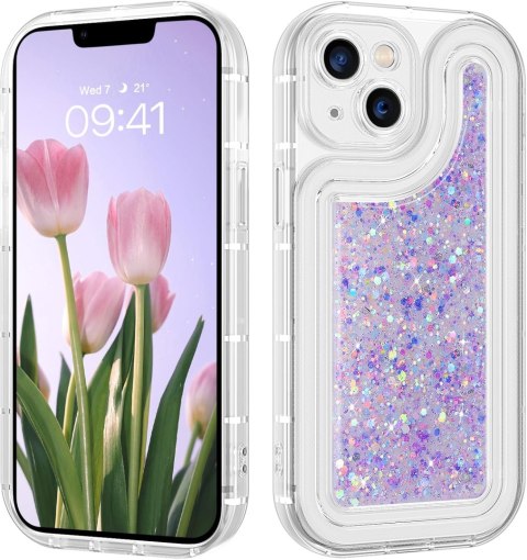 ETUI DO APPLE IPHONE 13 SILIKONOWE PLECKI BROKATOWY TYŁ FIOLETOWY