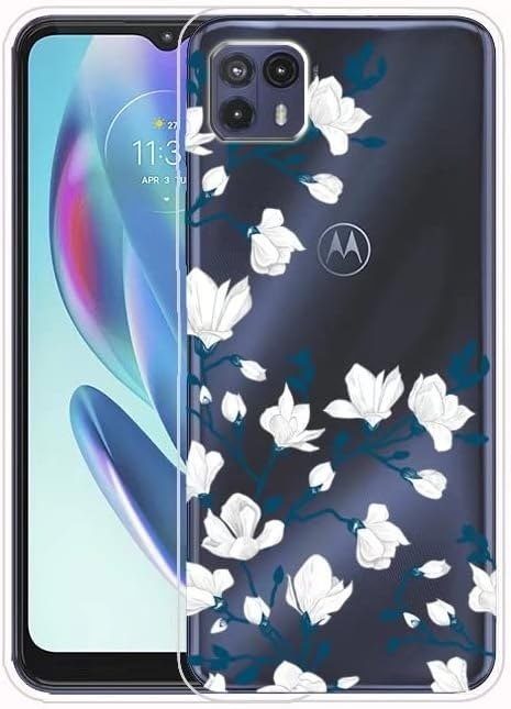 ETUI MOTOROLA MOTO G50 5G PRZEZROCZYSTE SILIKONOWE BIAŁE KWIATY