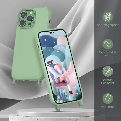 ETUI POKROWIEC APPLE IPHONE 14 PRO 6.1" CASE ZIELONE PLECKI ZŁOTY ŁAŃCUSZEK