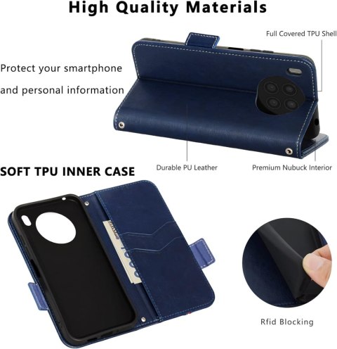 ETUI POKROWIEC DO HUAWEI HONOR 50 LITE CASE NIEBIESKI ZAMYKANY Z KLAPKĄ