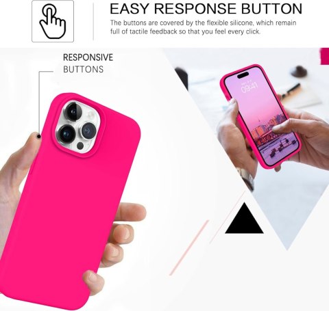 ETUI SILIKONOWE DO APPLE IPHONE 14 PRO 6.1" CASE RÓŻOWY NEON Z WYŚCIÓŁKĄ