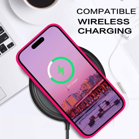 ETUI SILIKONOWE DO APPLE IPHONE 14 PRO 6.1" CASE RÓŻOWY NEON Z WYŚCIÓŁKĄ