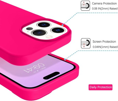 ETUI SILIKONOWE DO APPLE IPHONE 14 PRO 6.1" CASE RÓŻOWY NEON Z WYŚCIÓŁKĄ