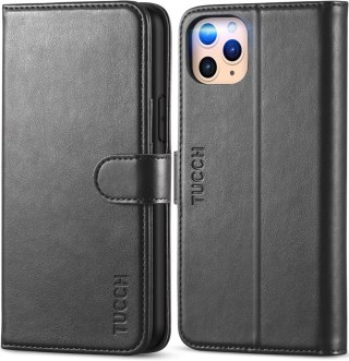 ETUI Z KLAPKĄ APPLE IPHONE 11 PRO CASE CZARNY Z EKOSKÓRY ELEGANCKI A2160