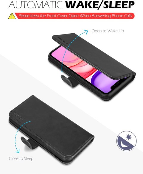 ETUI Z KLAPKĄ APPLE IPHONE 11 PRO CASE CZARNY Z EKOSKÓRY ELEGANCKI A2160