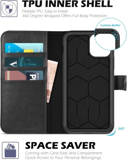 ETUI Z KLAPKĄ APPLE IPHONE 11 PRO CASE CZARNY Z EKOSKÓRY ELEGANCKI A2160