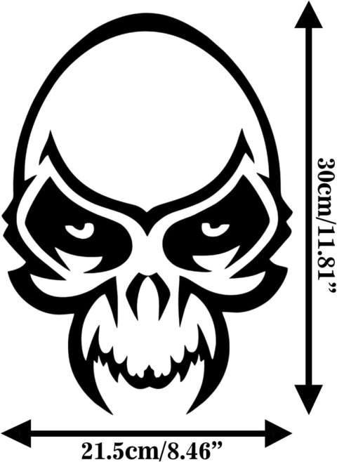 NAKLEJKA NA SAMOCHÓD CZASZKA 30×23cm WINYLOWA WODOODPORNA TRWAŁA