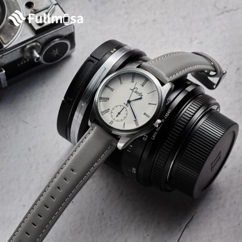 PASEK SKÓRZANY DO ZEGARKA SMARTWATCH SZARY UNIWERSALNY 18MM FULLMOSA